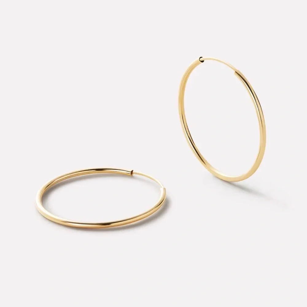 14K Gold Plated Large (4 cm) Hoop Earrings | Water Resistant & Rhodium Finish
